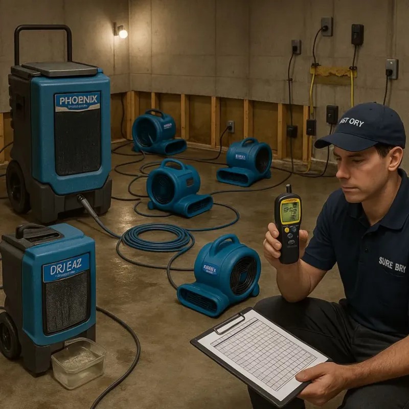 Structural Drying and Dehumidification process in Angier, NC